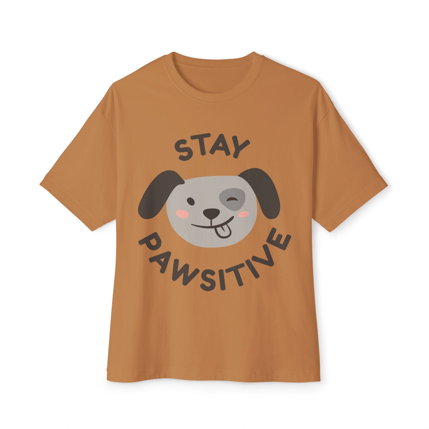 Stay Pawsitive Unisex Oversized Boxy Tee, Cute Dog Lover T-Shirt, Inspirational Gift, Animal Lovers Apparel, Positive Vibe Tee