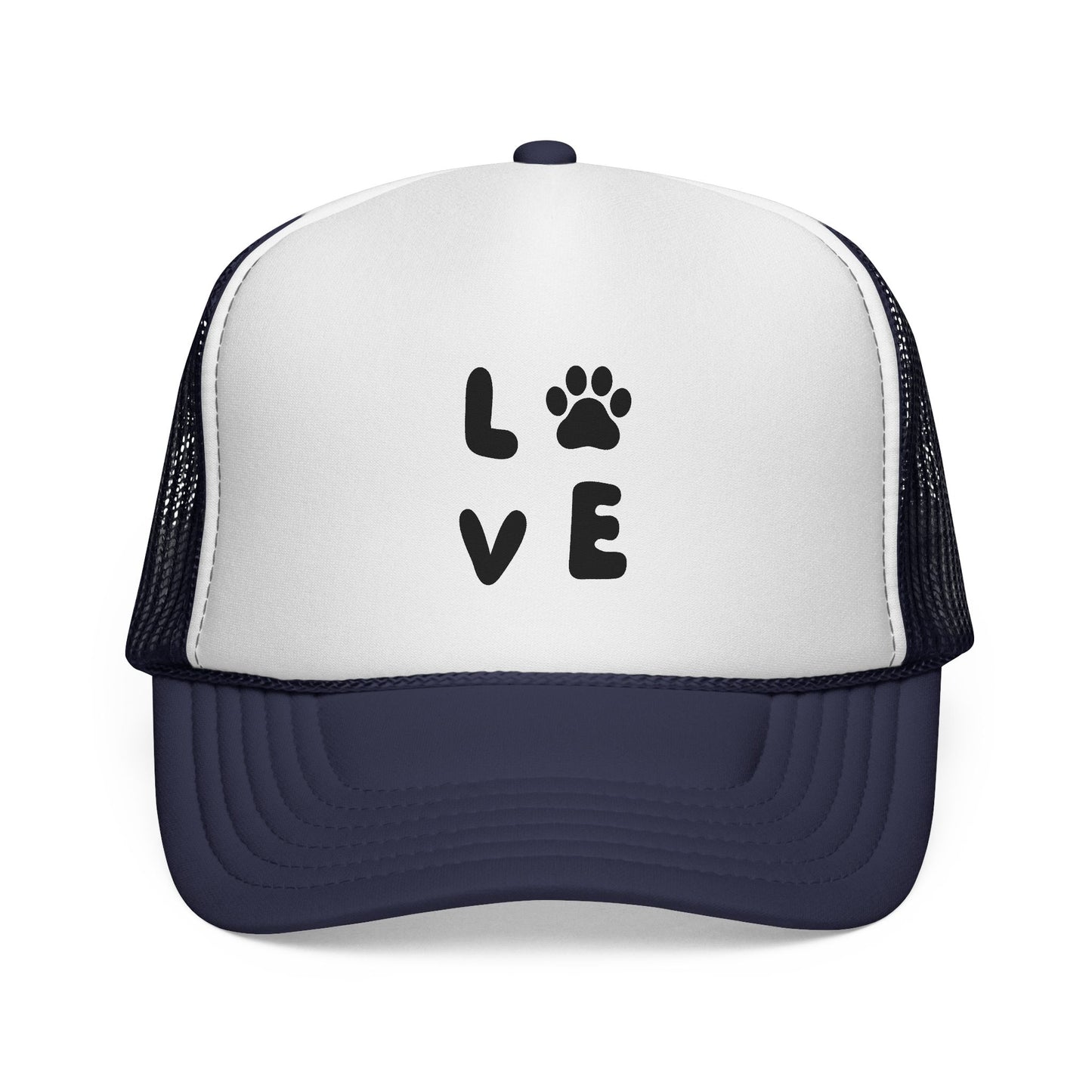 Love Paw Print Trucker Cap, Pet Lover Gift, Animal Enthusiast Hat, Stylish Adjustable Cap, Perfect for Dog Owners, Casual Outdoor Fashion