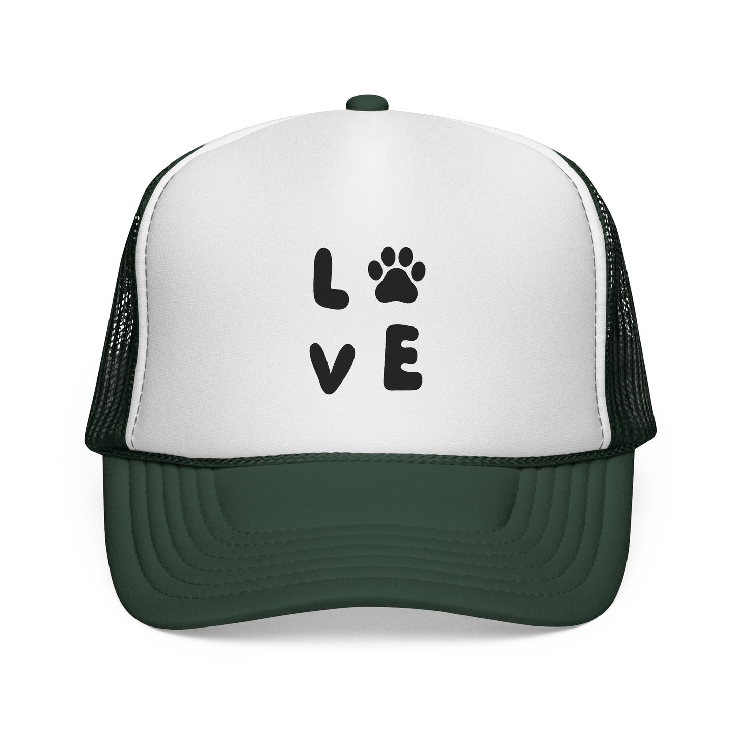 Love Paw Print Trucker Cap, Pet Lover Gift, Animal Enthusiast Hat, Stylish Adjustable Cap, Perfect for Dog Owners, Casual Outdoor Fashion