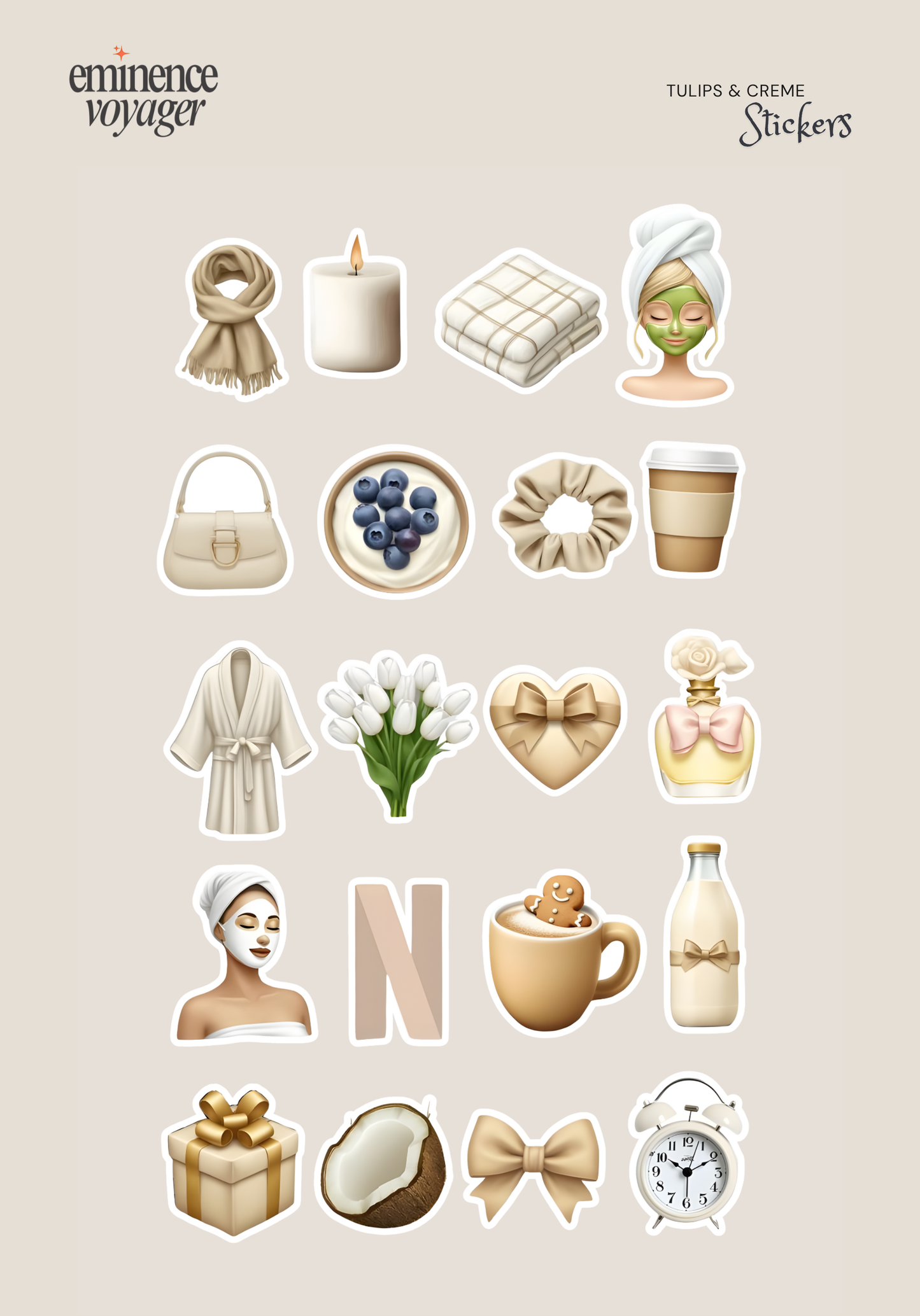 Tulips & Creme Stickers | Eminence Voyager Stickers