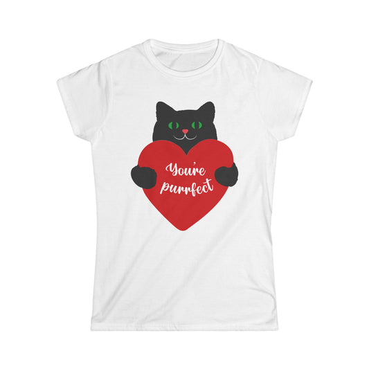 Cute Cat Women's Tee - 'You're Purrfect', Gift for Cat Lovers, Animal Lover Shirt, Fun Graphic Tee, Birthday Gift