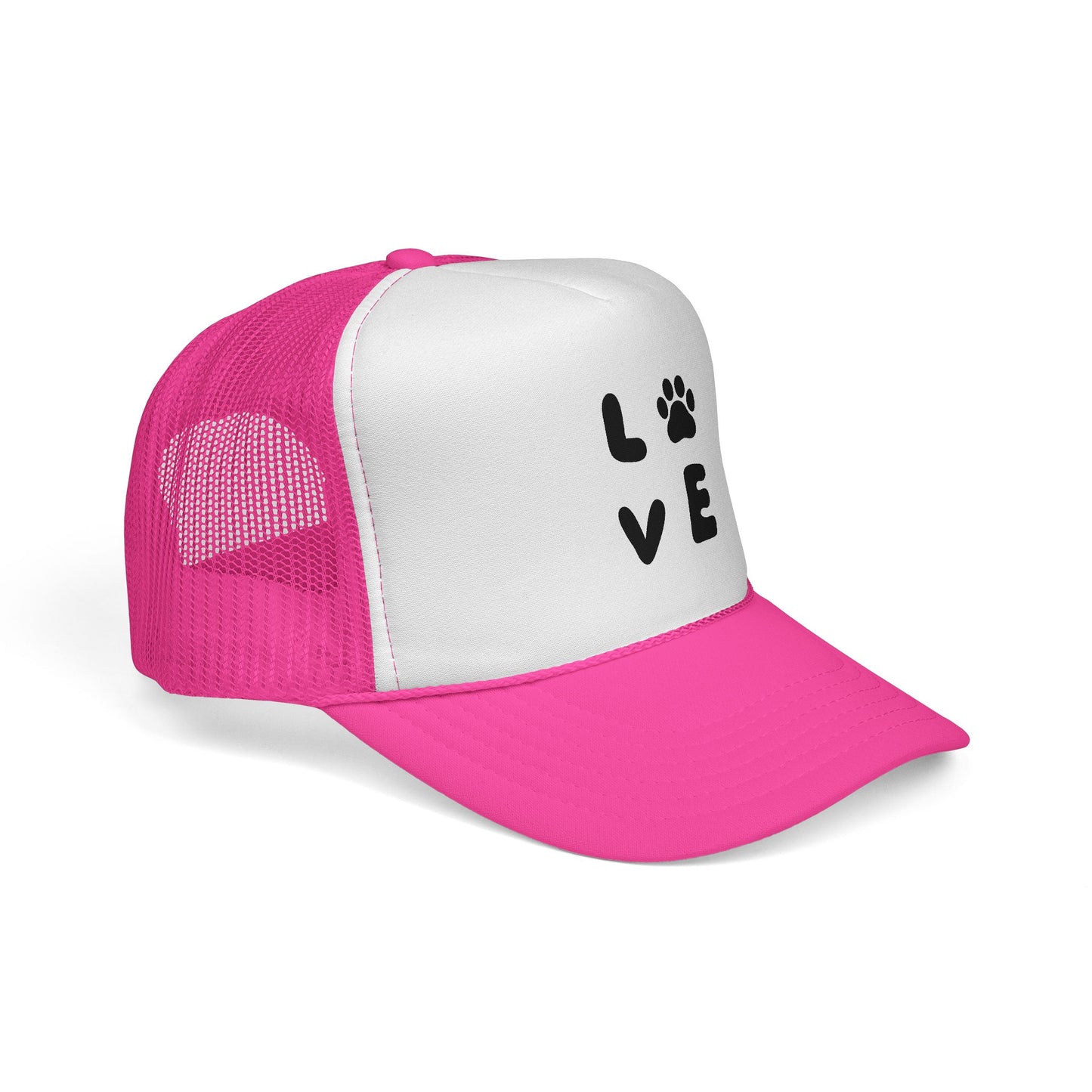 Love Paw Print Trucker Cap, Pet Lover Gift, Animal Enthusiast Hat, Stylish Adjustable Cap, Perfect for Dog Owners, Casual Outdoor Fashion