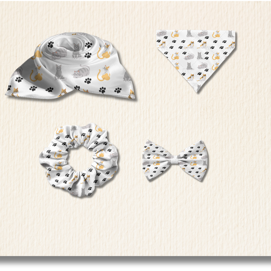 Goddess Pet & Me Matching Set – Scarf, Scrunchie, Bandana & Bow Tie