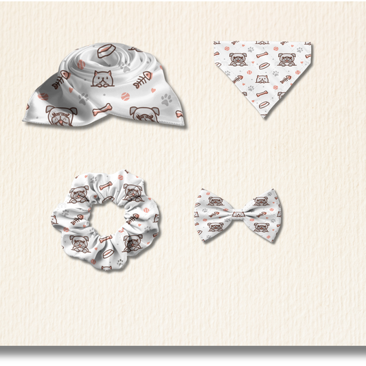 Woofer Pet & Me Matching Set – Scarf, Scrunchie, Bandana & Bow Tie