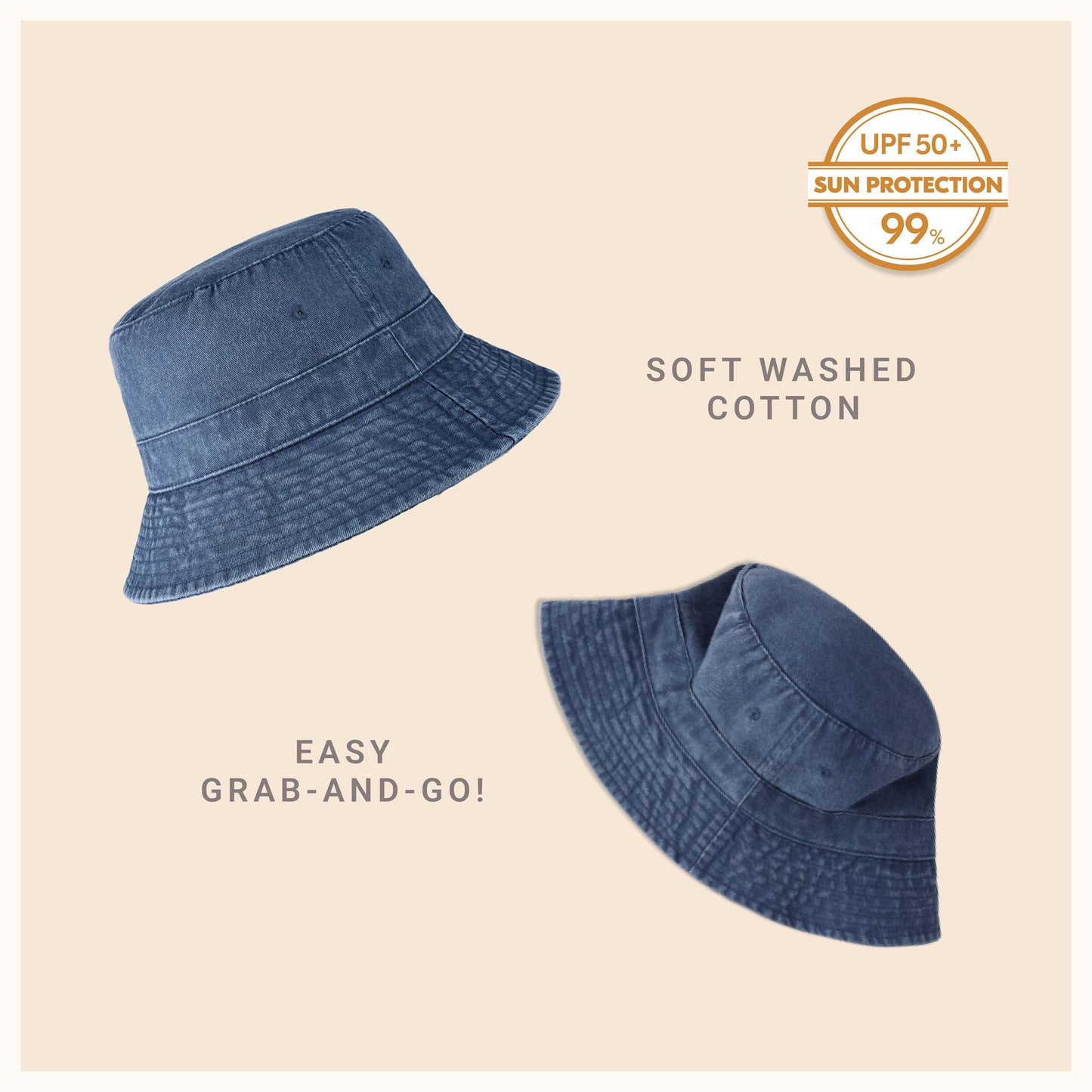 Classic Washed Cotton Bucket Hat – Unisex Canvas Sun Hat