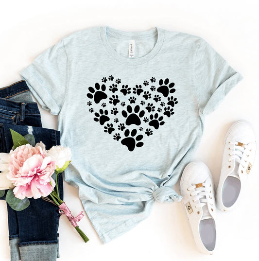 Paw Heart T-Shirt – Dog Lover Graphic Tee | Bella+Canvas