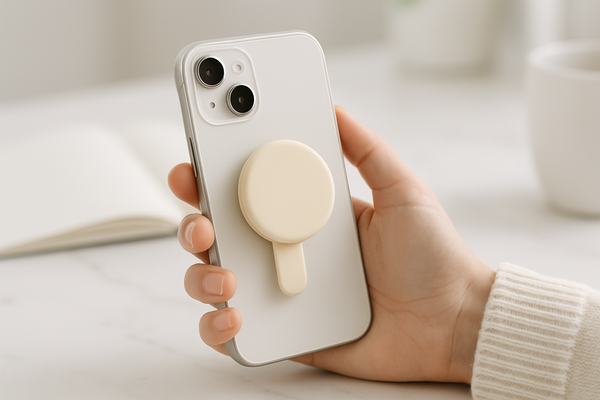 phone grip lifestyle image cream color